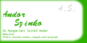 andor szinko business card
